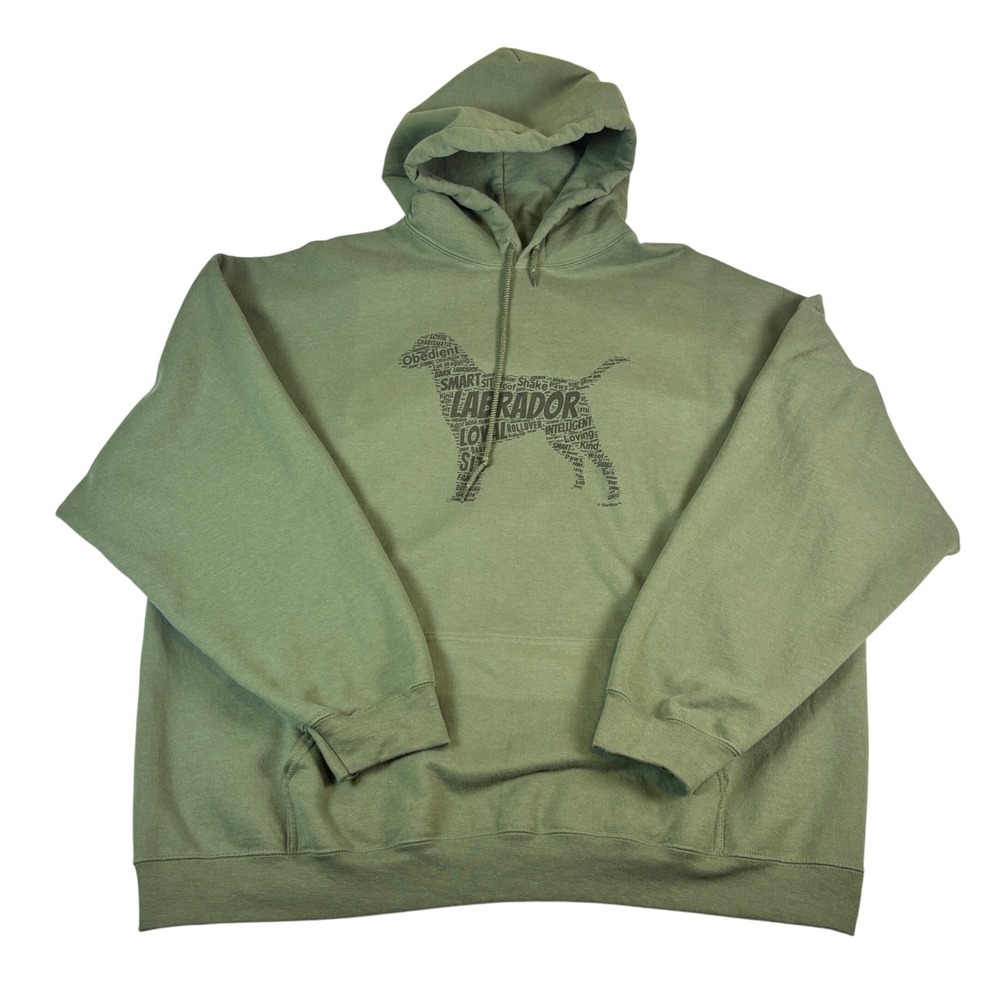 ThisWear Mens Labrador Retriever Word Art Graphic Hoodie Olive Green 3XL